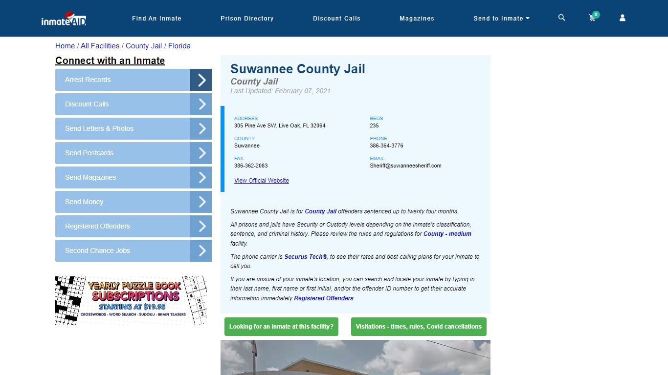 Suwannee County Jail - Inmate Locator - Live Oak, FL